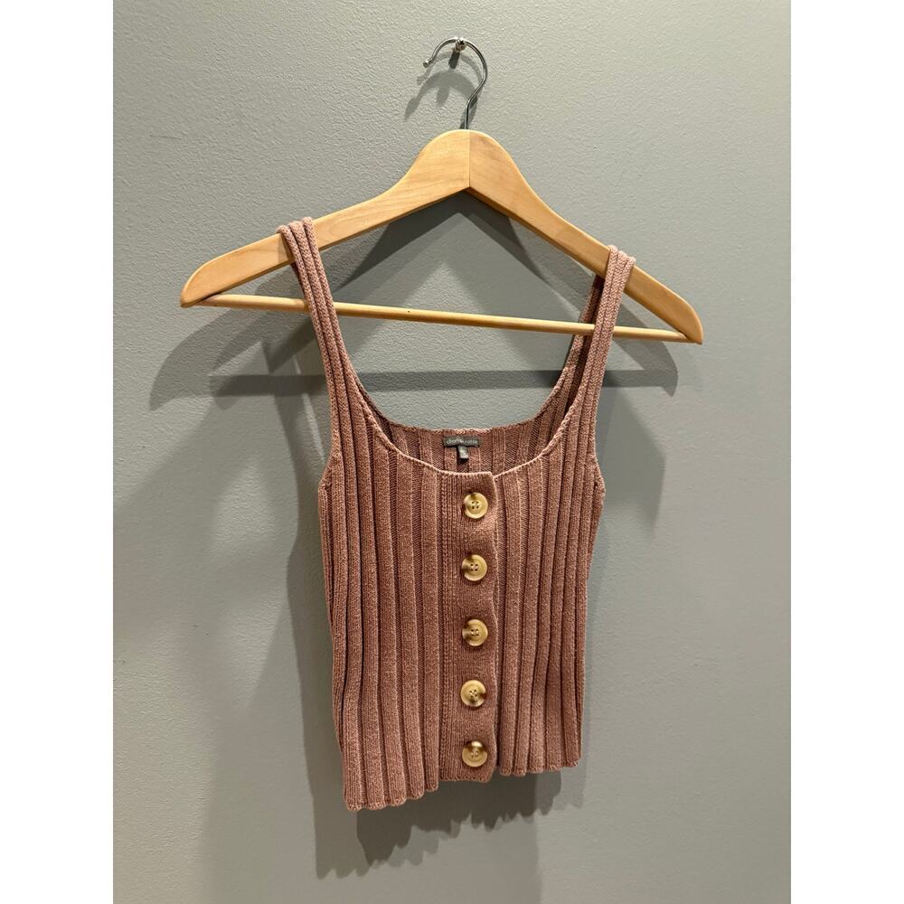 Charlotte Russe Paneled Knit Button Down Tank Top - Picture 4 of 6